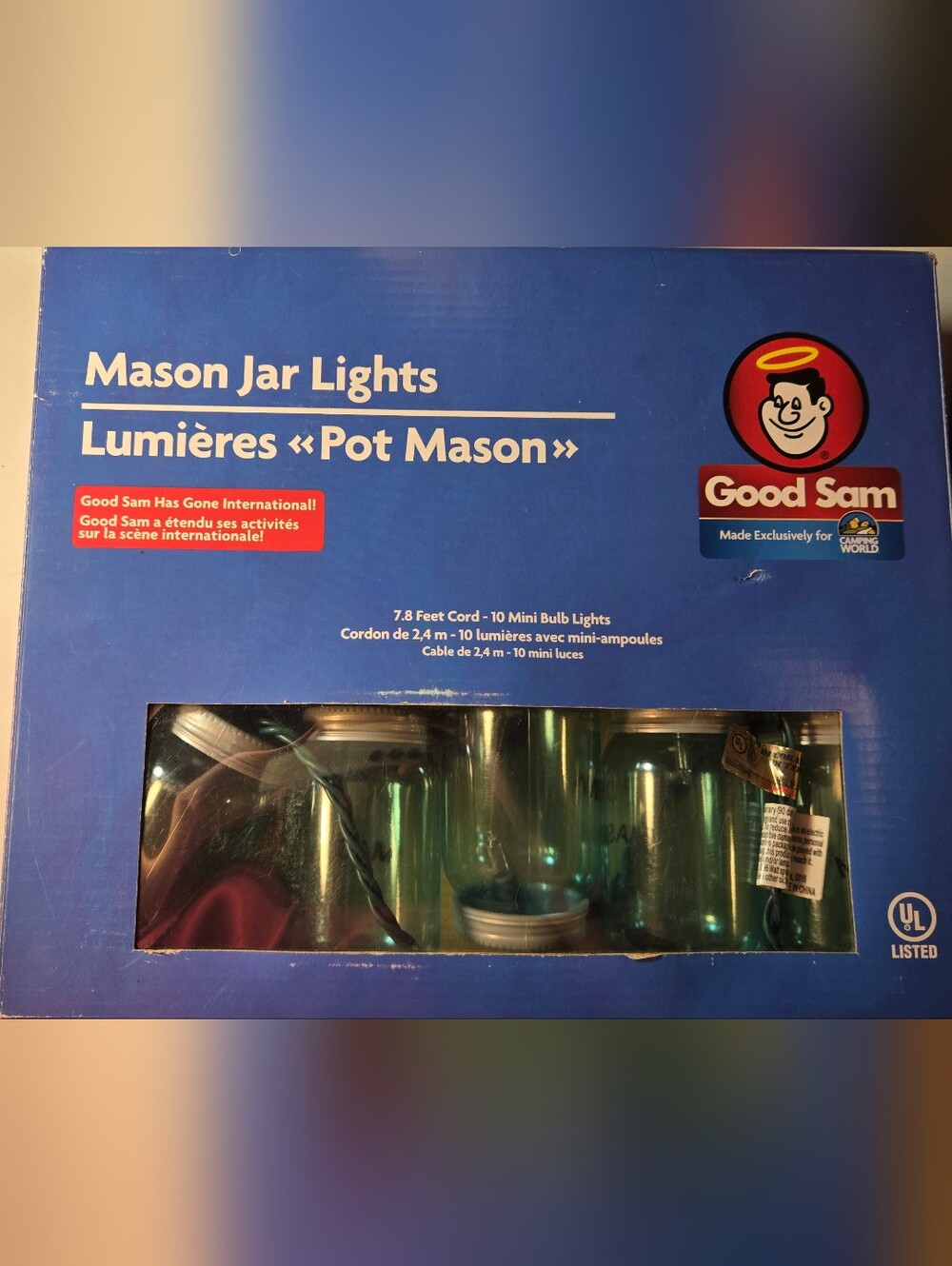 Good Sam Mason Jar Camper RV Mini Bulb Lights Set in Teal Green #82033